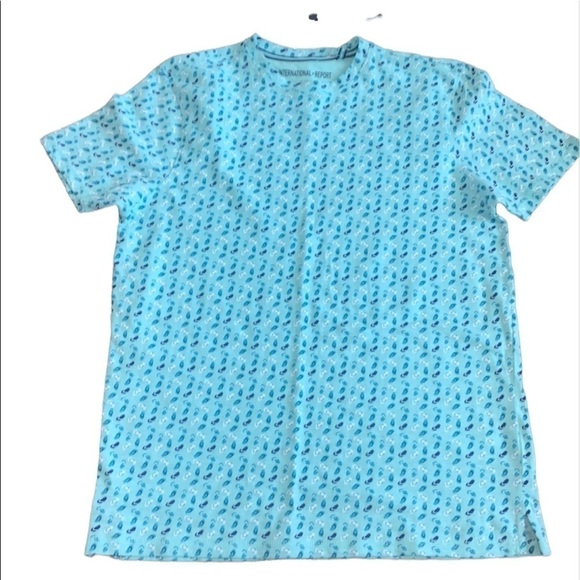 International Report men’s short sleeve T-shirt with flip flops green blue - Picture 1 of 6